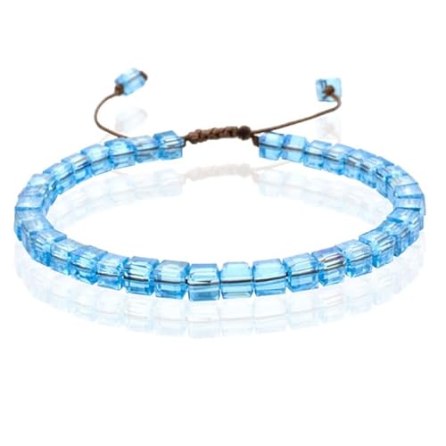 Memphis Bohemia Perlen Armband - 4mm Kristall Glas Blau von Memphis