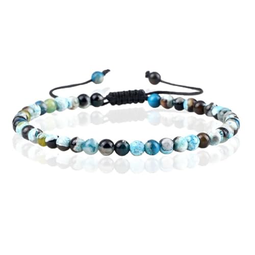 Memphis Feuer Armband Naturstein Perlen - Blau Feuer von Memphis