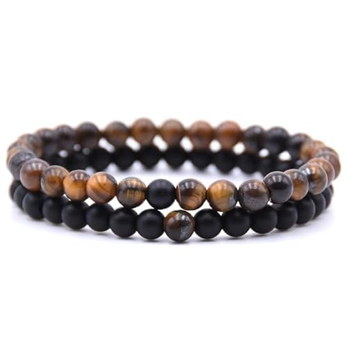 Memphis Herren Perlen Armband Tigerauge und Matte Achat Schwarz Braun Memphis Herren Perlen Armband Tigerauge und Matte Achat Schwarz Braun von Memphis
