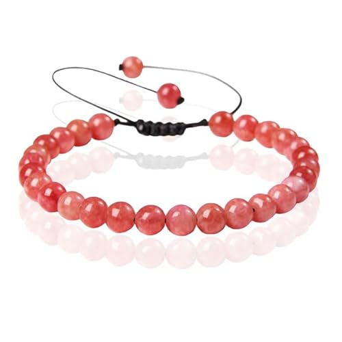 Memphis No.2 Naturstein Armband Damen - 6mm Red Angle von Memphis