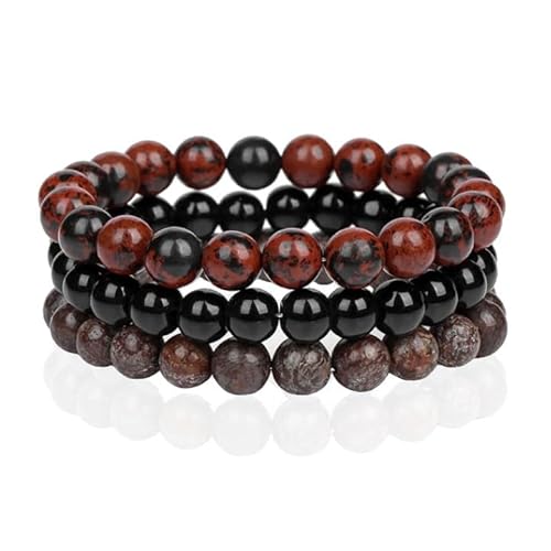 Memphis Stacked Herren Armbänder Set - 8mm Brown-21cm von Memphis