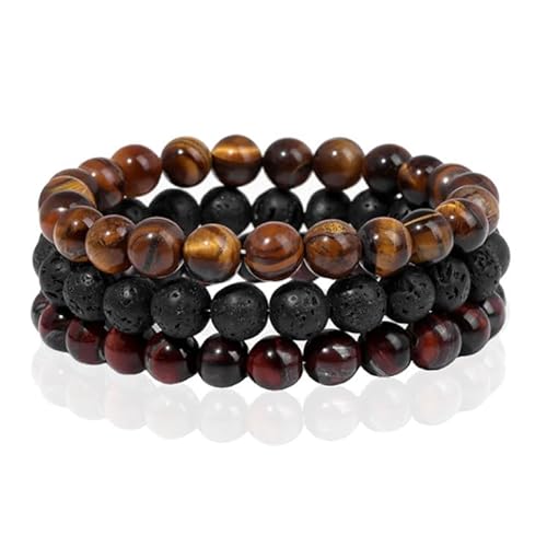 Memphis Stacked Herren Armbänder Set - 8mm Tiger Lava-21cm von Memphis