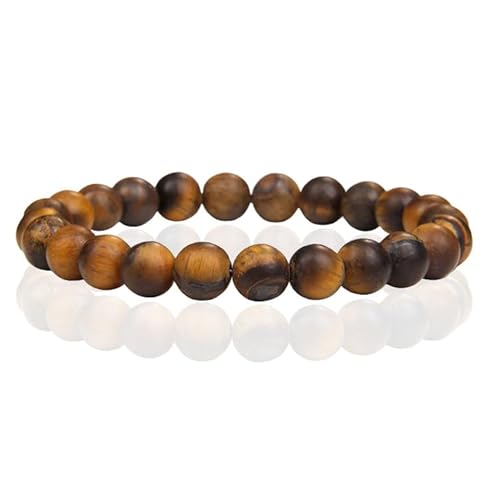 Naturstein Armband mit 8mm Perlen Memphis - Matte Tiger Eye von Memphis