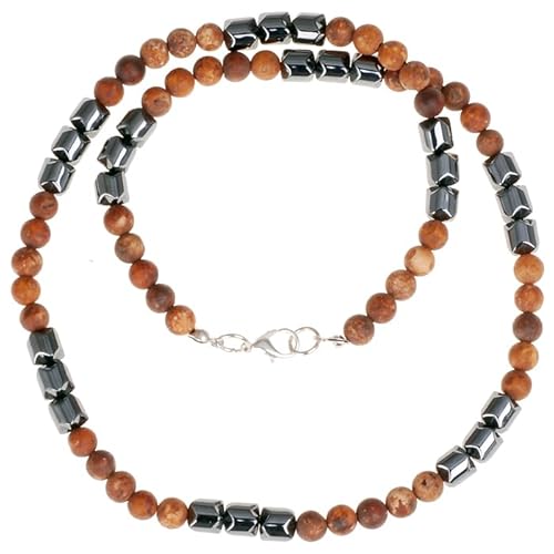 Perlen Halskette Herren Braun Naturstein und Häma von Memphis