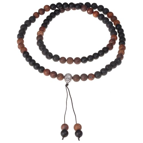 Perlen Halskette Männer Matte Achat Lavastein von Memphis