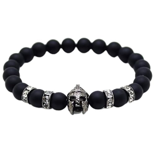 Perlen Herren Armband Onyx Spartan Helm Grau von Memphis