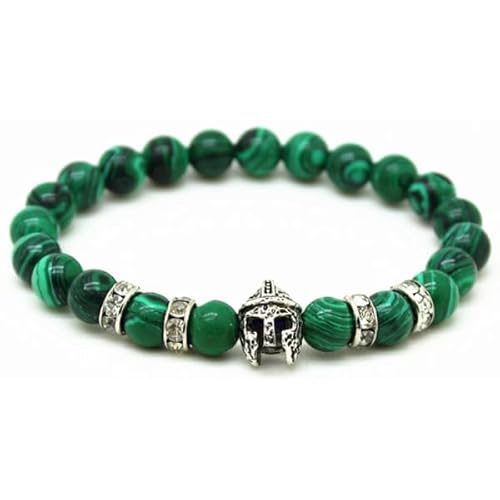 Perlen Herren Armband grün Naturstein Spartan Helm von Memphis