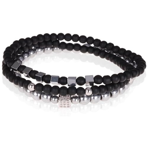 Schwarze Perlen Armbänder Dreier Herren Memphis Achat Würfel von Memphis
