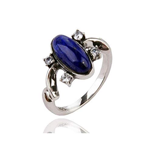 Mempire Elena Gilbert Ring 925 Silber Damen Katherine Pierce 925 Sterling Silber Ring mit blauem Lapislazuli von Mempire