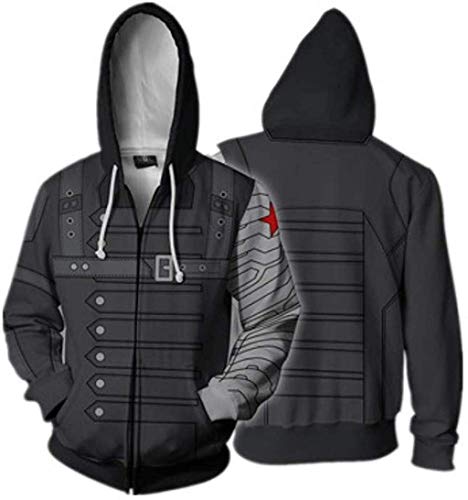 Mempire Herren Hoodies Kapuzenpullover mit Print Winter Soldier Cosplay Sweatshirts mit Reißverschluss von Mempire