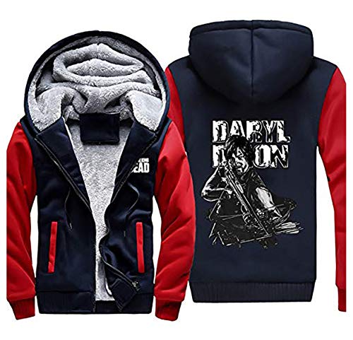 Mempire Herren Kapuzenpullover Sweatjacke mit Reißverschluss Daryl Dixon Gemustert Sweatshirt Plus Samt (B,5XL) von Mempire