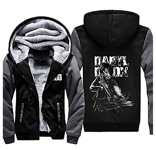 Mempire Herren Kapuzenpullover Sweatjacke mit Reißverschluss Daryl Dixon Gemustert Sweatshirt Plus Samt (C,M) von Mempire