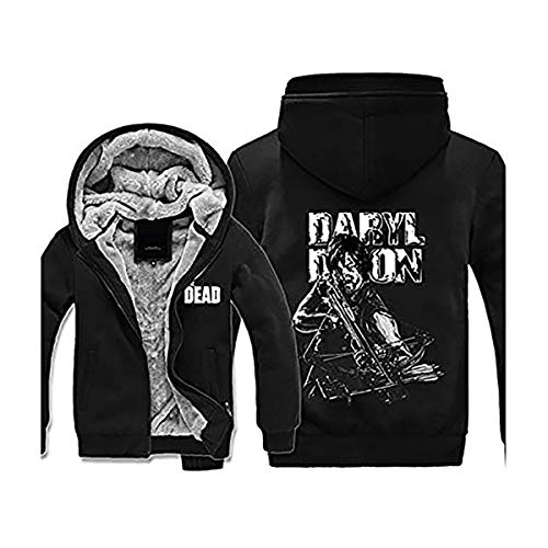 Mempire Herren Kapuzenpullover Sweatjacke mit Reißverschluss Daryl Dixon Gemustert Sweatshirt Plus Samt (E,M) von Mempire