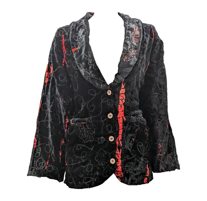 Plus Size Tie Dye Samt-Effekt-Jacke - Gothic Boho Style von MemsaabLondon
