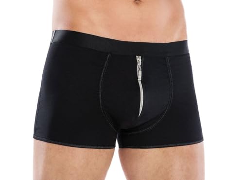 Men -Andalea Baumwoll-Slip Schwarz mit Front-Reißverschluss sexy Unterwäsche Männer Boxershort mit eng matt elastisch Gummizug Größe: 4XL/5XL von Men -Andalea