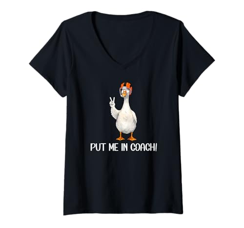 Damen Put Me In Coach Dad Football Goose Duck Football Game Day T-Shirt mit V-Ausschnitt Damen Put Me In Coach Dad Football Goose Duck Football Game Day T-Shirt mit V-Ausschnitt von Men Funny Football Shirts Women Football Outfits