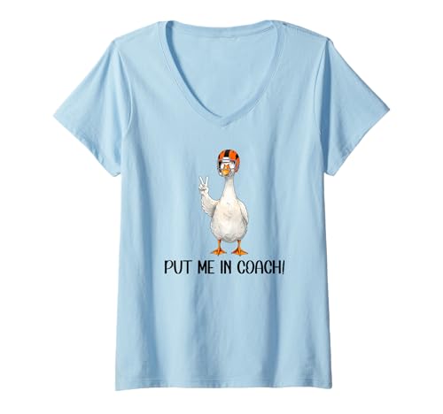 Damen Yay Sports Game Day Put Me In Coach Dad Football Goose Duck T-Shirt mit V-Ausschnitt Damen Yay Sports Game Day Put Me In Coach Dad Football Goose Duck T-Shirt mit V-Ausschnitt von Men Funny Football Shirts Women Football Outfits