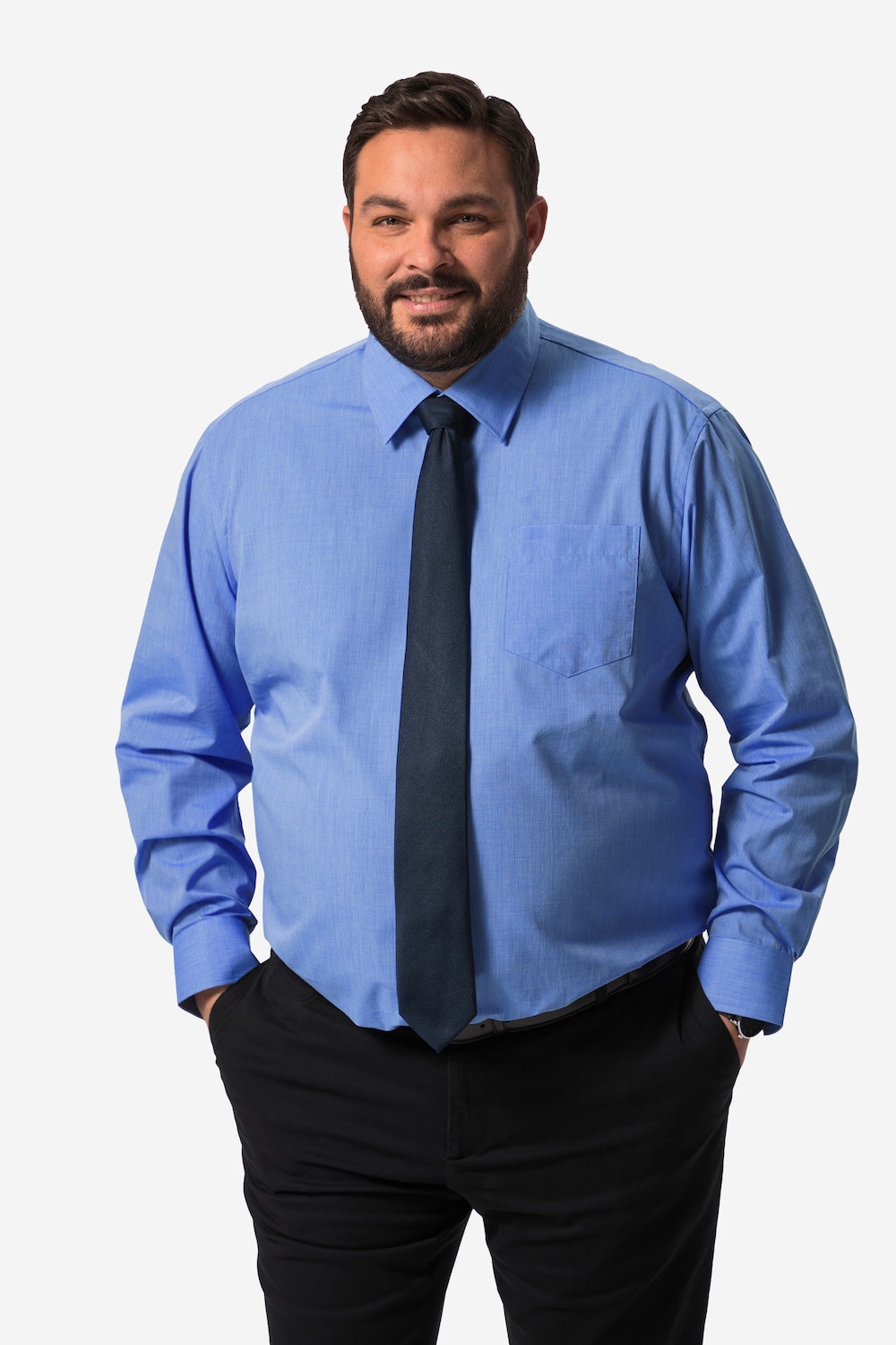 Große Größen Men+ Businesshemd, Herren, blau, Größe: XL, Polyester/Baumwolle, Men Plus von Men Plus