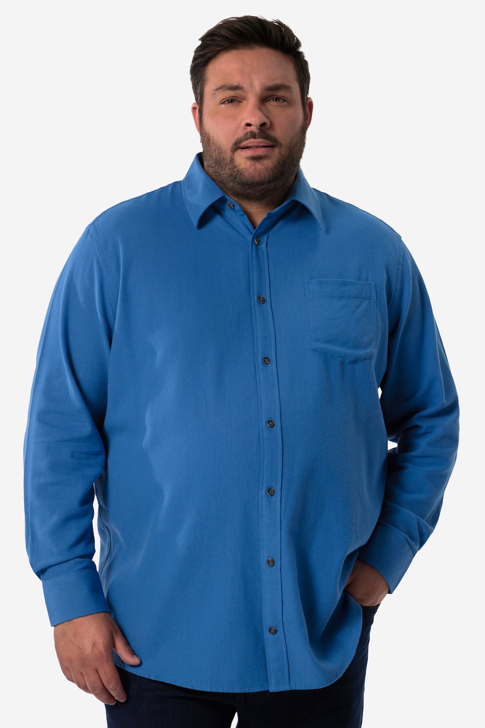 Große Größen Men+ Flanellhemd, Herren, blau, Größe: XXL, Baumwolle, Men Plus von Men Plus