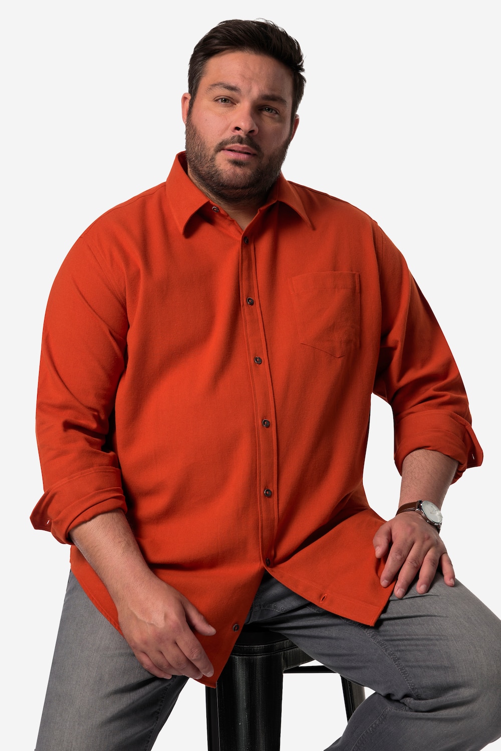 Große Größen Men+ Flanellhemd, Herren, orange, Größe: XL, Baumwolle, Men Plus von Men Plus