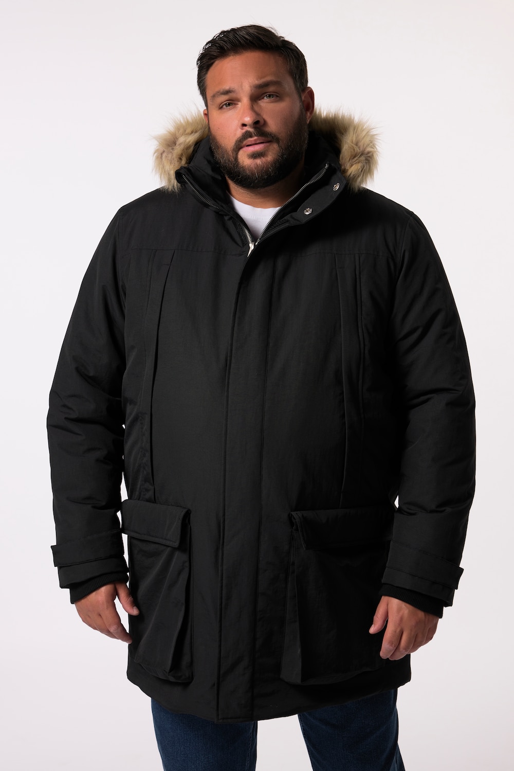 Große Größen Men+ Funktions-Parka, Herren, schwarz, Größe: 5XL, Polyester/Synthetische Fasern, Men Plus von Men Plus
