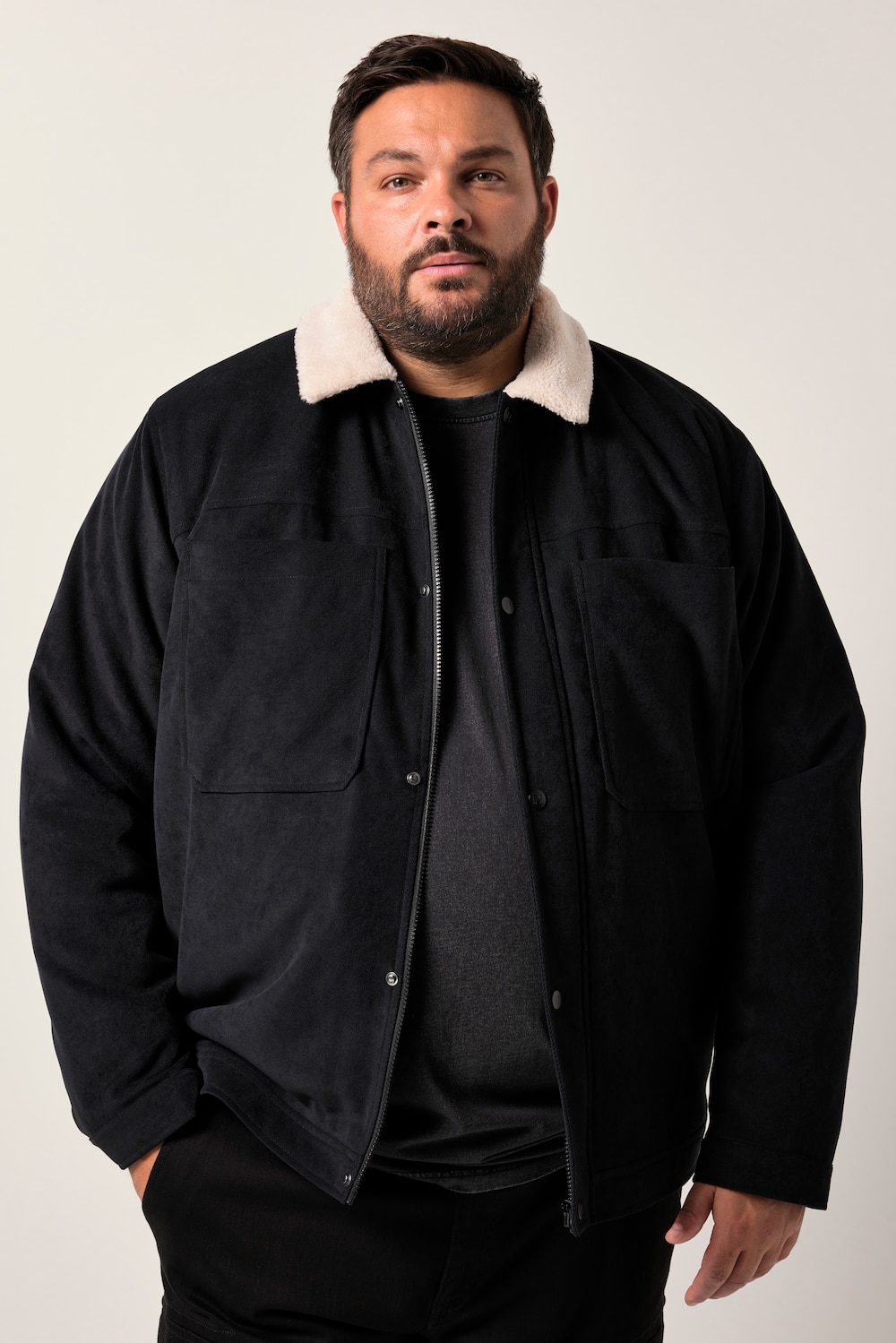Große Größen Men+ Jacke, Herren, schwarz, Größe: 4XL, Polyester, Men Plus von Men Plus