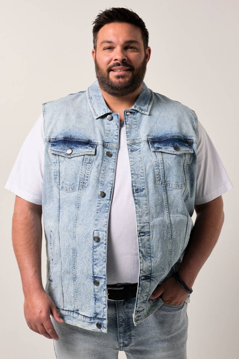 Große Größen Men+ Jeansweste, Herren, blau, Größe: 4XL, Baumwolle, Men Plus von Men Plus