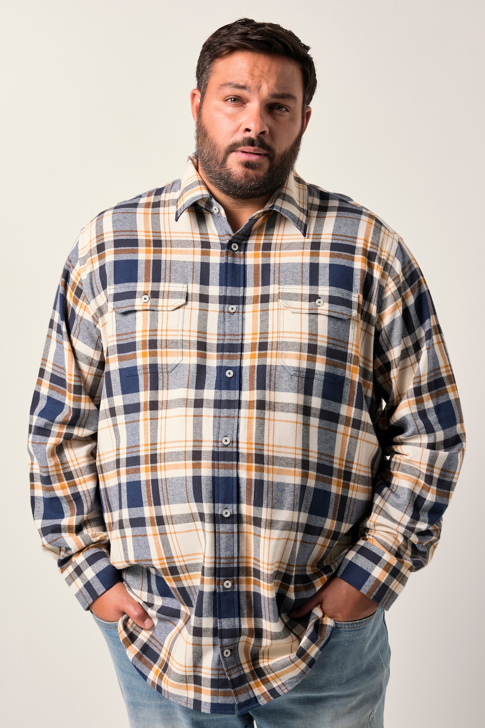 Große Größen Men+ Karo-Flanellhemd, Herren, blau, Größe: 6XL, Baumwolle, Men Plus Große Größen Men+ Karo-Flanellhemd, Herren, blau, Größe: 6XL, Baumwolle, Men Plus von Men Plus