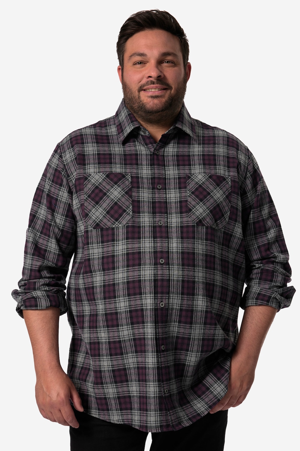 Große Größen Men+ Karo-Flanellhemd, Herren, lila, Größe: 4XL, Baumwolle, Men Plus von Men Plus