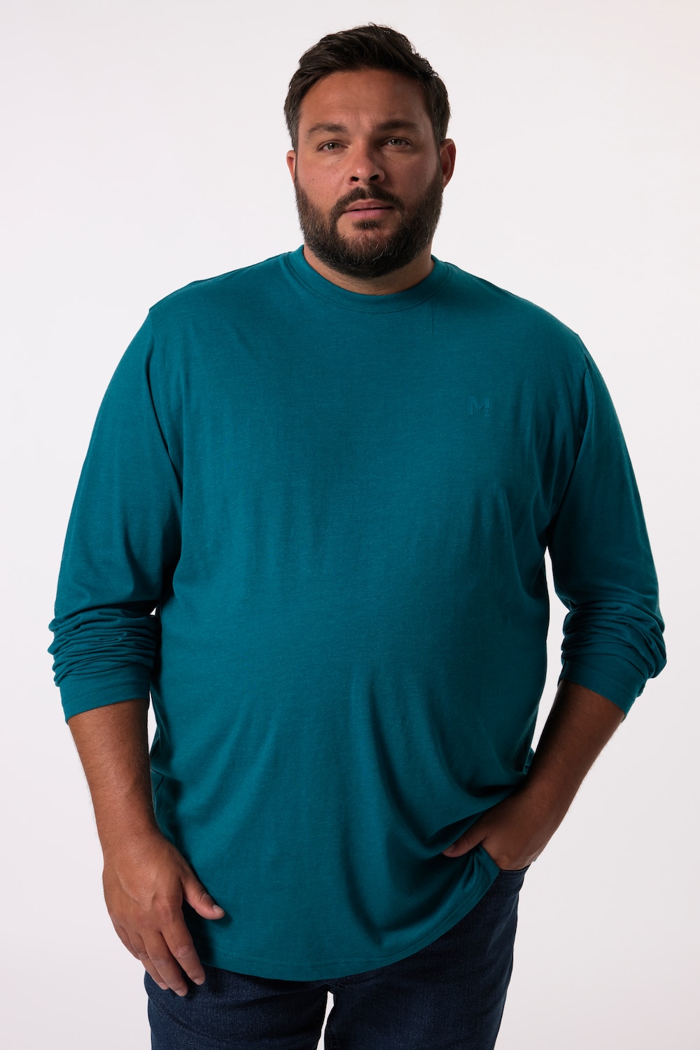 Große Größen Men+ Langarmshirt, Herren, türkis, Größe: 6XL, Baumwolle/Polyester, Men Plus von Men Plus