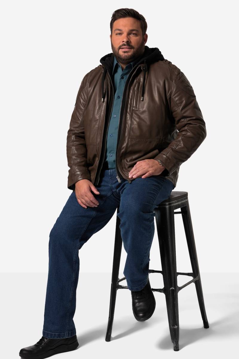 Große Größen Men+ Lederjacke, Herren, braun, Größe: XL, Polyester/Leder, Men Plus von Men Plus