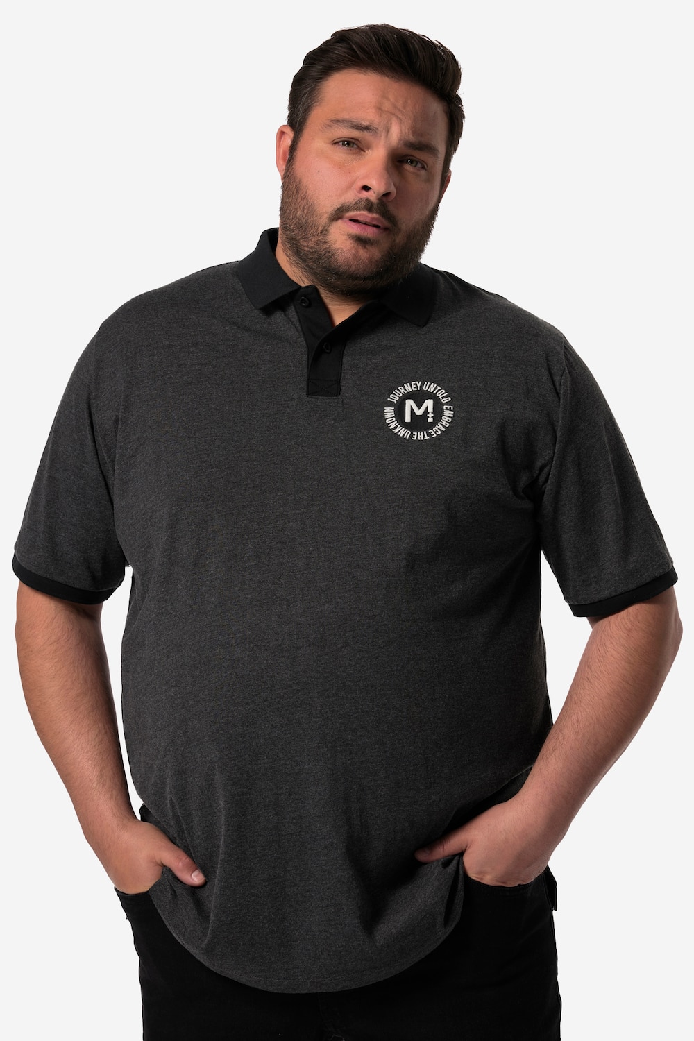 Große Größen Men+ Poloshirt, Herren, schwarz, Größe: XXL, Baumwolle, Men Plus von Men Plus