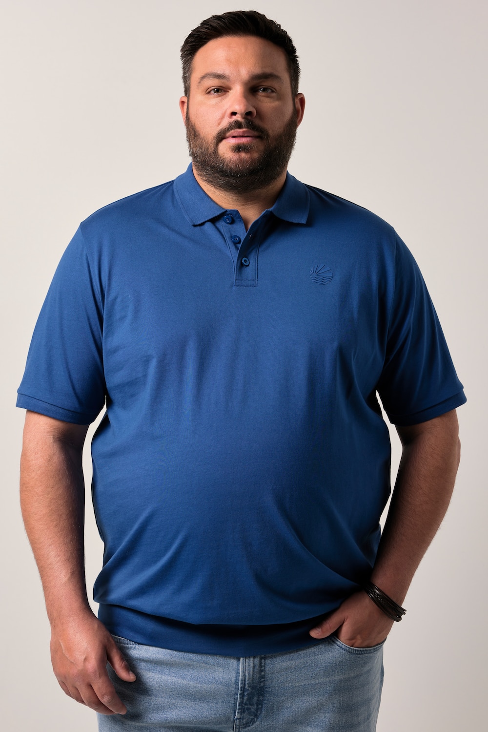 Große Größen Men+ Poloshirt Bauchfit, Herren, blau, Größe: 5XL, Baumwolle, Men Plus von Men Plus