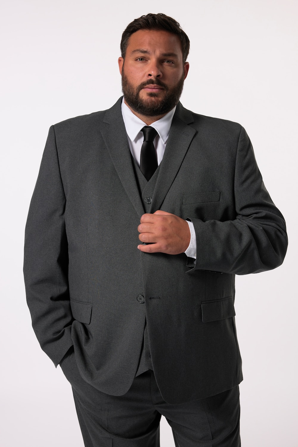 Große Größen Men+ Sakko, Herren, grau, Größe: 28, Polyester, Men Plus von Men Plus