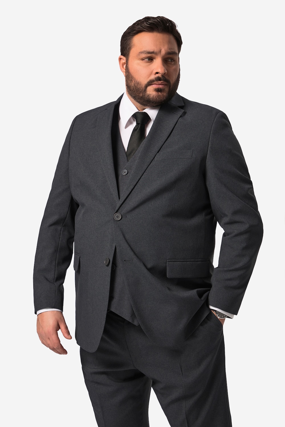 Große Größen Men+ Sakko Baukasten Malaga, Herren, grau, Größe: 64, Polyester, Men Plus von Men Plus