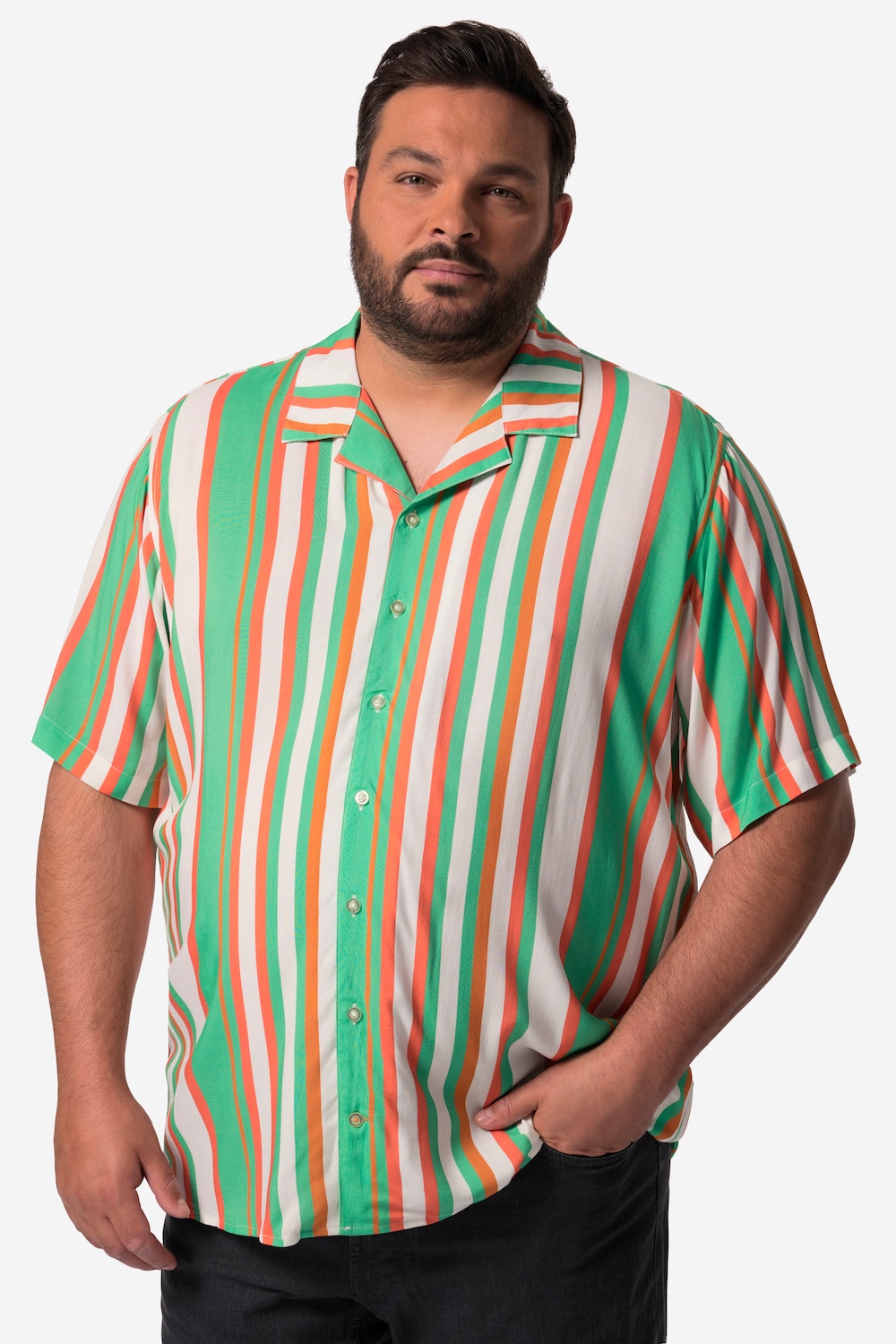 Große Größen Men+ Streifenhemd, Herren, türkis, Größe: 4XL, Viskose, Men Plus von Men Plus