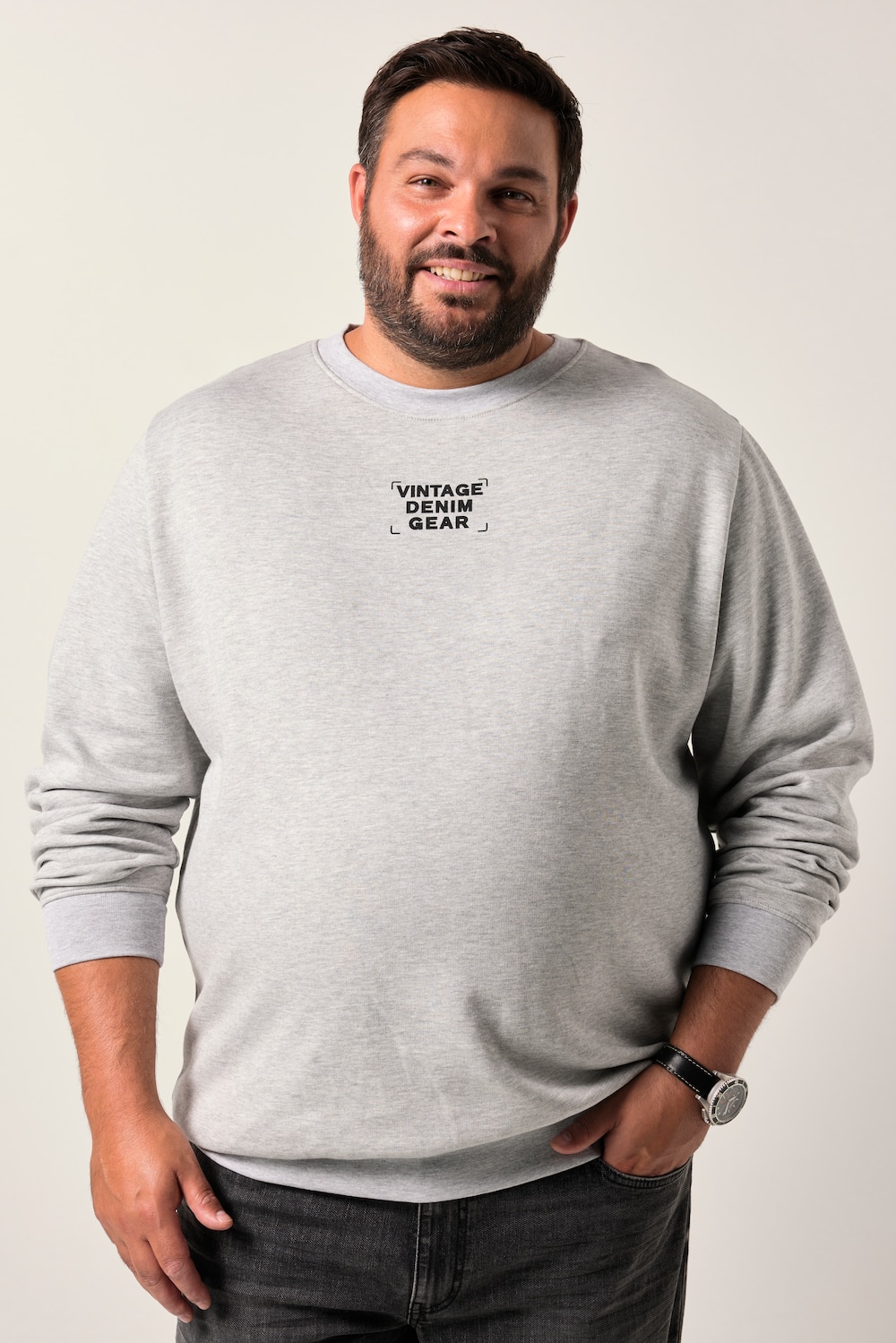 Große Größen Men+ Sweatshirt, Herren, grau, Größe: XXL, Baumwolle, Men Plus von Men Plus