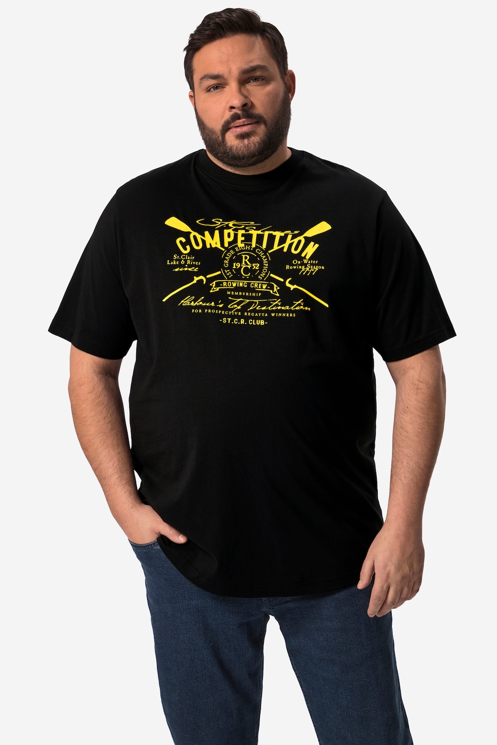 Große Größen Men+ T-Shirt, Herren, schwarz, Größe: 52/54, Baumwolle, Men Plus Große Größen Men+ T-Shirt, Herren, schwarz, Größe: 52/54, Baumwolle, Men Plus von Men Plus