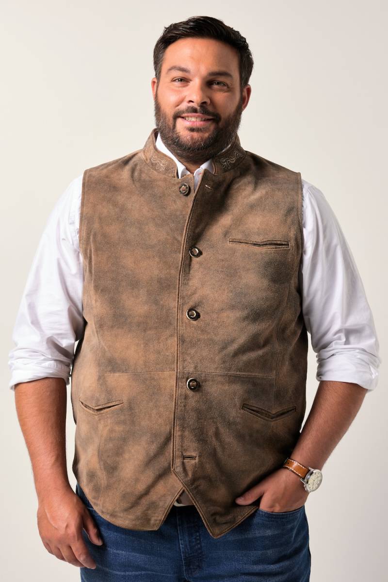 Große Größen Men+ Trachten-Lederweste, Herren, braun, Größe: 70, Leder, Men Plus von Men Plus