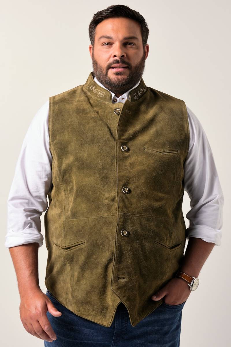 Große Größen Men+ Trachten-Lederweste, Herren, grün, Größe: 68, Leder, Men Plus von Men Plus