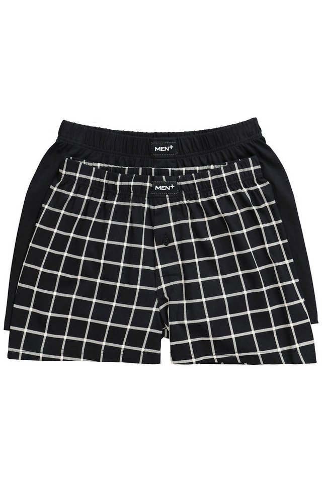 Men Plus Boxershorts Men+ Boxershorts 2er-Pack uni/Karo bis 8 XL von Men Plus