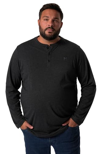 Men Plus Herren große Größen Übergrößen Menswear L-8XL Men+ Henley, Basic, Langarm, Rundhals, bis 8 XL schwarz 3XL 836383100-3XL von Men Plus