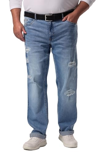 Men Plus Herren große Größen Übergrößen Menswear L-8XL Men+ Jeans, Bauchfit, Regular Fit, 5-Pocket, Destroys, bis Gr. 72 Blue Denim 66 834931902-66 von Men Plus