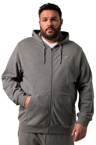 Men Plus Herren große Größen Übergrößen Menswear L-8XL Men+ Kapuzen-Sweatjacke, Basic, bis 8 XL grau Melange 8XL 834851123-8XL von Men Plus