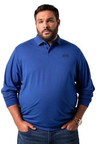 Men Plus Herren große Größen Übergrößen Menswear L-8XL Men+ Langarm-Poloshirt Bauchfit, Brustprint, bis 8 XL Kobaltblau 6XL 842583760-6XL von Men Plus