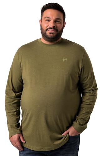 Men Plus Herren große Größen Übergrößen Menswear L-8XL Men+ Langarmshirt, Basic, Rundhals, bis 8 XL Dunkles Olive 7XL 836307641-7XL von Men Plus