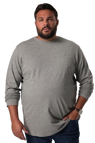 Men Plus Herren große Größen Übergrößen Menswear L-8XL Men+ Langarmshirt, Basic, Rundhals, bis 8 XL dunkelgrau Melange 6XL 832102118-6XL von Men Plus