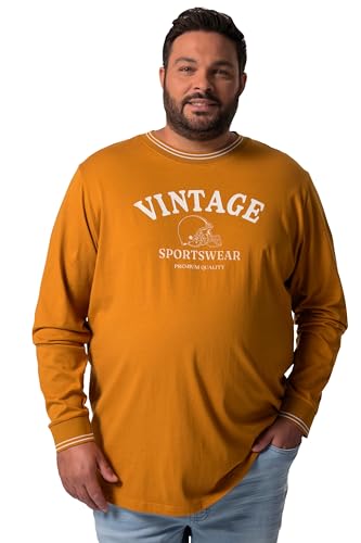 Men Plus Herren große Größen Übergrößen Menswear L-8XL Men+ Langarmshirt, Kontraststreifen, Druck vorne, bis Gr. 8 XL Zimt 8XL 832095673-8XL von Men Plus