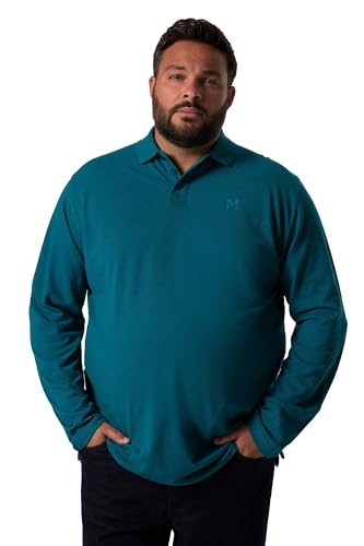 Men Plus Herren große Größen Übergrößen Menswear L-8XL Men+ Poloshirt, Basic, Piqué, Langarm, bis 8 XL Rauchblau 3XL 836270760-3XL von Men Plus