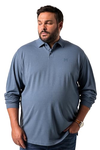 Men Plus Herren große Größen Übergrößen Menswear L-8XL Men+ Poloshirt, Basic, Piqué, Langarm, bis 8 XL graublau 6XL 836270721-6XL von Men Plus